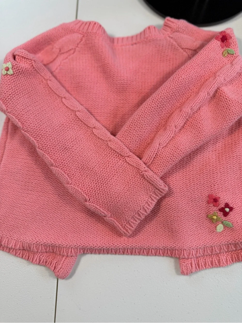 The Children’s Place 18M Pink Floral Embroidered Cable Knit Cardigan